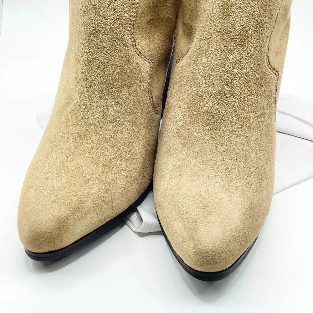 Revolve Raye Ella Tan Suede Heeled Western Ankle Cowboy Boot 9 NEW